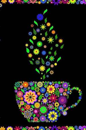 A Colorful Flower Power Cup of Tea Illustration Journal de Cs Creations