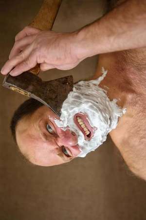 Man Shaving with an Ax Journal de Cool Image