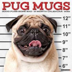 Pug Mugs 2025 12 X 12 Wall Calendar de Willow Creek Press