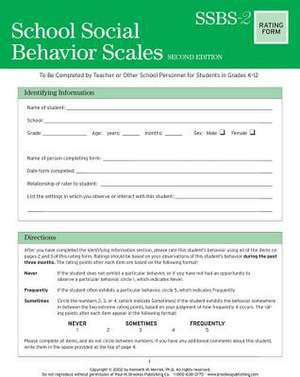 School Social Behavior Scales Rating Form: A Social & Emotional Learning Curriculum [With CDROM] de Kenneth W. Merrell