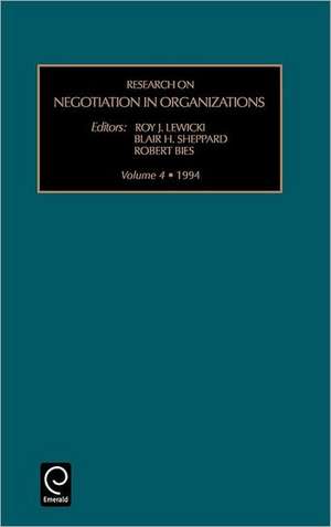 Research on Negotiation in Organizations de Roy J. Lewicki