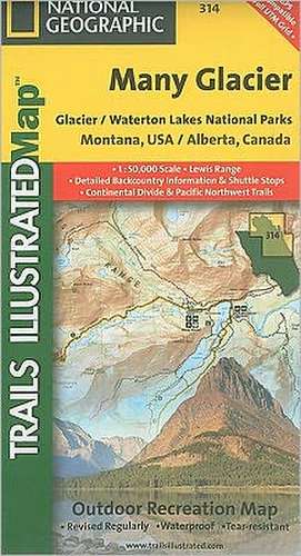 Many Glacier, Glacier National Park: Trails Illustrated National Parks de National Geographic Maps