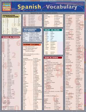 Spanish Vocabulary Laminate Reference Chart de Liliane Arnet