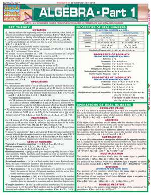 Algebra: Part 1 Laminate Reference Chart de S. Kizlik