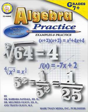 Algebra Practice Middle/Upper Grades de Barbara R. Sandall