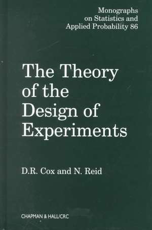 The Theory of the Design of Experiments de D. R. Cox