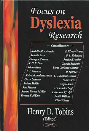 Focus on Dyslexia Research de Henry D. Tobias