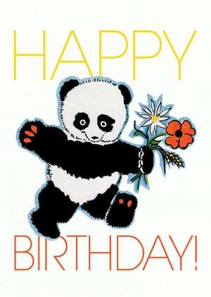 Panda with bouquet of flowers - Birthday Greeting Card de MOLLY CLARKE