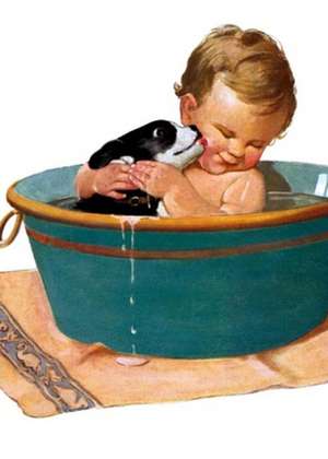 Puppy and Baby in Bath Friendship Greeting Card [With Envelope] de Laughing Elephant