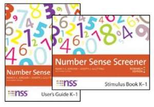 Number Sense Screener (Nss ) Record Sheets, K 1, Research Edition de Nancy C. Jordan