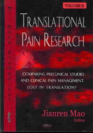 Translational Pain Research de Jianren Mao