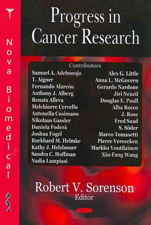 Progress in Cancer Research de Robert V. Sorenson