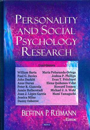 Personality and Social Psychology Research de Bettina P. Reimann