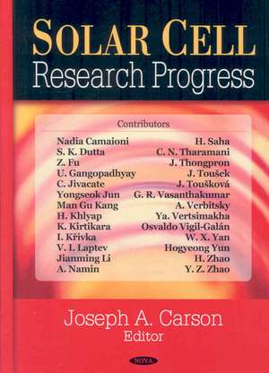 Solar Cell Research Progress de Joseph A. Carson