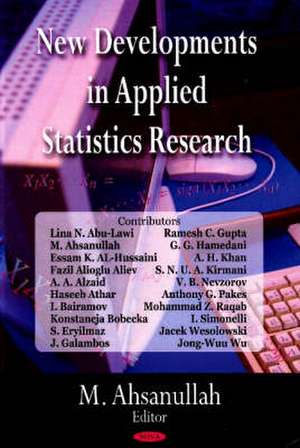 New Developments in Applied Statistics Research de Mohammad Ahsanullah