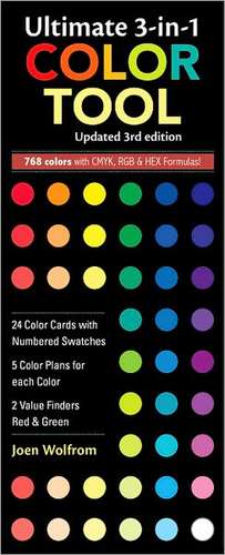 Ultimate 3-In-1 Color Tool: -- 24 Color Cards with Numbered Swatches -- 5 Color Plans for Each Color -- 2 Value Finders Red & Green de Joen Wolfrom