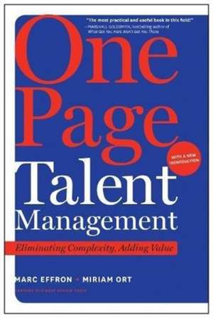 One Page Talent Management, with a New Introduction de Marc Effron