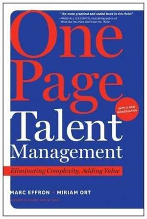 One Page Talent Management de Marc Effron