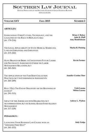 Southern Law Journal, Vol. XXV, No. 2, Fall 2015 de Salsb