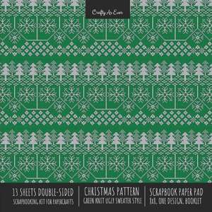 Christmas Pattern Scrapbook Paper Pad 8x8 Decorative Scrapbooking Kit for Cardmaking Gifts, DIY Crafts, Printmaking, Papercrafts, Green Knit Ugly Sweater Style de Crafty As Ever