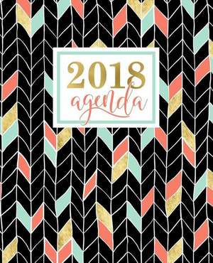 Agenda: 2018 Agenda settimanale italiano: Oro, Corallo e Motivo a zigzag verde menta: 19x23cm de Papeterie Bleu