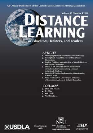 Distance Learning Volume 15 Issue 4 2018 de Charles Schlosser