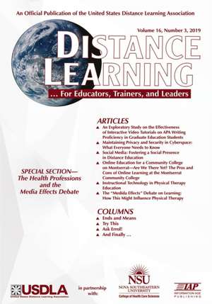 Distance Learning Vol 16 Issue 3 de Michael Simonson