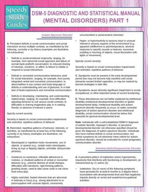 Dsm-5 Diagnostic and Statistical Manual (Mental Disorders) Part 1 (Speedy Study Guides): Ciao! de Speedy Publishing LLC