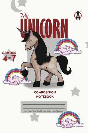 My Unicorn Primary Composition 4-7 Notebook, 102 Sheets, 6 x 9 Inch White Cover de Bigidea