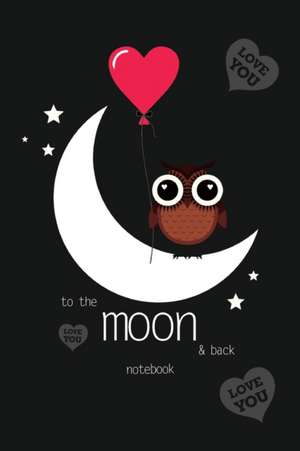 To The Moon and Back Notebook, Blank Write-in Journal, Dotted Lines, Wide Ruled, Medium (A5) 6 x 9 In (Black) de Write Everyday