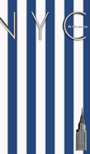 NYC Chrysler building blue and white stipe grid page style $ir Michael Limited edition de Michael Huhn