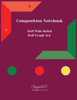 College Notebook Half Wide Ruled | Half Graph 4x4|124 pages |8.5x11 Inches de Pappel20