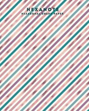 Hexanote: Rose & Teal Stripes Hexagonal Graph Paper de Chembooks