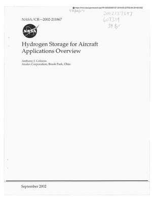 Hydrogen Storage for Aircraft Applications Overview de National Aeronautics and Space Adm Nasa