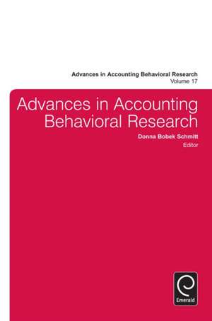 Advances in Accounting Behavioral Research de Donna Bobek Schmitt