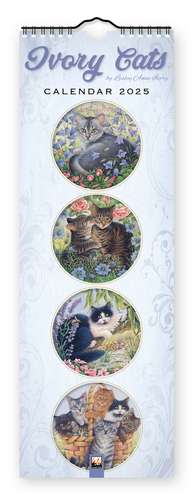 Ivory Cats Slim Calendar 2025 (Art Calendar) de Flame Tree Studio