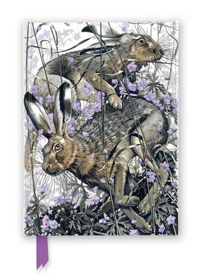 Martin Truefitt-Baker: Hares in Meadow Cranesbill (Foiled Journal) de Flame Tree Studio