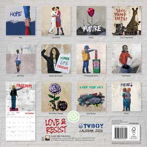 TVBOY: Love & Resist! Wall Calendar 2026 (Art Calendar) de Flame Tree Studio