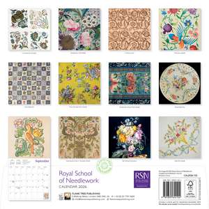 Royal School of Needlework Wall Calendar 2026 (Art Calendar) de Flame Tree Studio