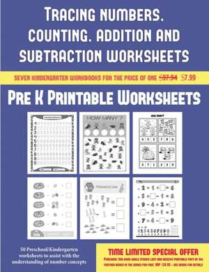 Pre K Printable Worksheets (Tracing numbers, counting, addition and subtraction) de James Manning