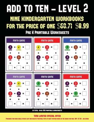 Pre K Printable Worksheets (Add to Ten - Level 2) de James Manning