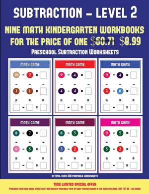 Preschool Subtraction Worksheets ((Kindergarten Subtraction/taking away Level 2) de James Manning