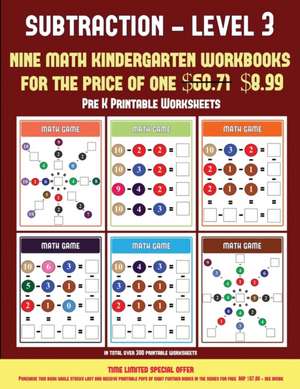 Pre K Printable Worksheets (Kindergarten Subtraction/Taking Away Level 3) de James Manning