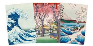 Japanese Woodblocks Set of 3 Midi Notebooks de Flame Tree Studio