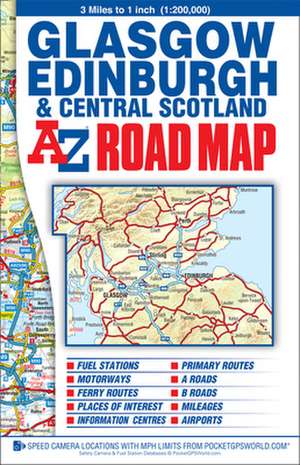 Glasgow, Edinburgh and Central Scotland A-Z Road Map de A-Z maps