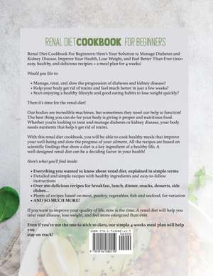 RENAL DIET COOKBOOK FOR BEGINNERS de Susan Lower