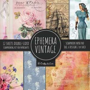 Ephemera Vintage Scrapbook Paper Pad 8x8 Scrapbooking Kit for Papercrafts, Cardmaking, DIY Crafts, Old Retro Theme, Decoupage Designs de Crafty As Ever