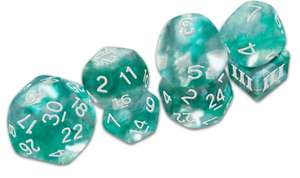 Thracian Azure Swirl Dice - DCC Funky 7-Set de Goodman Staff