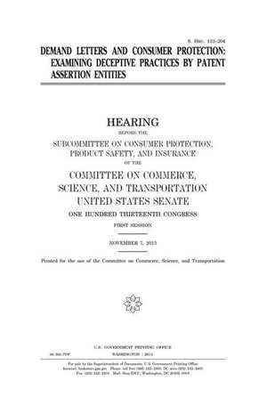 Demand Letters and Consumer Protection de United States Congress