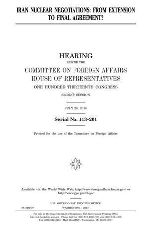 Iran Nuclear Negotiations de United States Congress